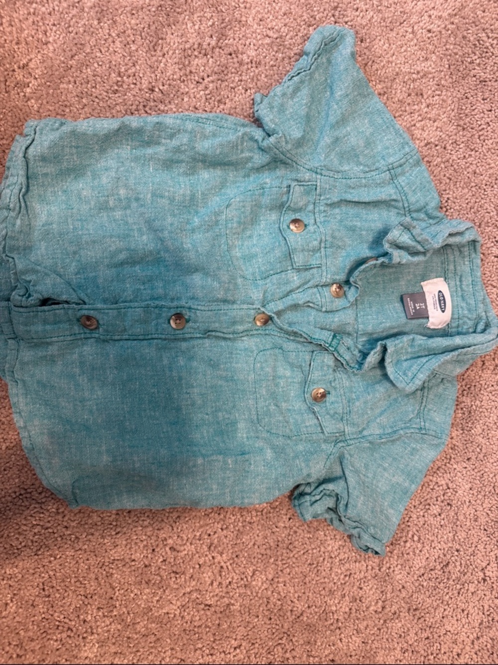 Old Navy Kids Teal Short-Sleeve Button-Front Casual Shirt